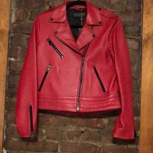 Rag & Bone Red Leather Jacket (Chrystie jacket)